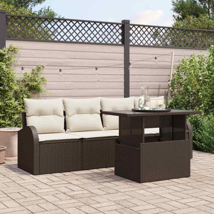 vidaXL Set de canapele pentru grădină 5 pcs Maro 100 x 55 x 73 cm 3357281