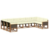 vidaXL Set de canapele de exterior cu pernă 10 pcs Natural și Crem 3382234