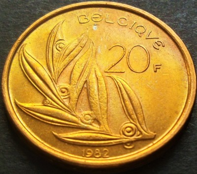 Moneda 20 FRANCI - BELGIA, anul 1982 *cod 3158 foto