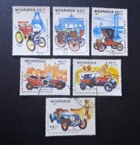 Serie / Lot 6 Timbre Nicaragua 1984 Aniversarea Gottlieb Daimler Mașini de Epocă Ford Renault Rolls-Royce Ștampilate - A007