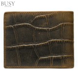 Cumpara ieftin Portofel Barbati BUSY LDY&amp;GTM&reg; Crock II, Piele Naturala Crocodil, Compatibil CI, Maro