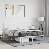 Gossi cadru de pat metalic cu tablie, alb, 135x190 cm