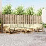 vidaXL Set de canapele de exterior cu pernă 6 pcs Alb și crem 3386209