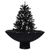 Brad de Craciun cu ninsoare si baza umbrela, negru, 75 cm, PVC