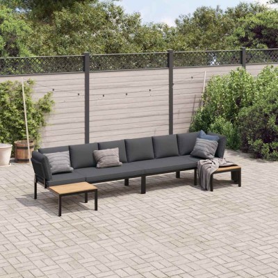 vidaXL Set mobilier de grădină cu perne, 4 piese, negru, aluminiu 3283697 foto