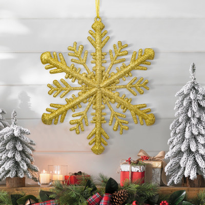 Ornament de Crăciun - cristal de gheață auriu - 29 x 29 x 1 cm foto