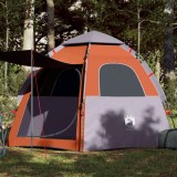 VidaXL Cort camping cabană 4 persoane gri/portocaliu setare rapidă