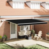 Marchiză manuală retractabilă vidaXL cu LED neagră 450x350 cm