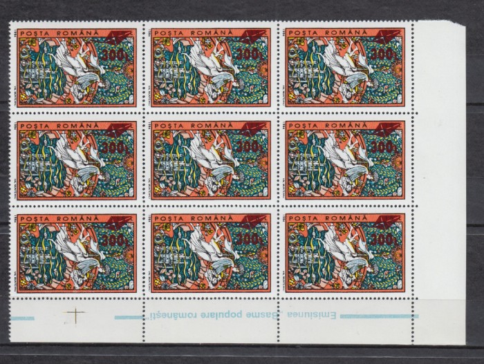 2001 LP 1563 BASME POPULARE ROMANESTI 94 SUPRATIPAR ZMEU BLOC DE 9 TIMBRE MNH