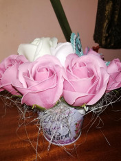 Trandafiri de sapun - aranjament cu fluturi - OKAZIE foto