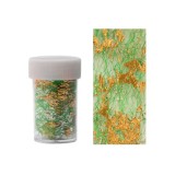 Folie decorativă pentru unghii - auriu cu plasă verde, INGINAILS
