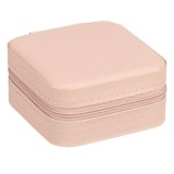 Cutie pentru Bijuterii Roz Nude cu Fermoar, 10x10x5 cm