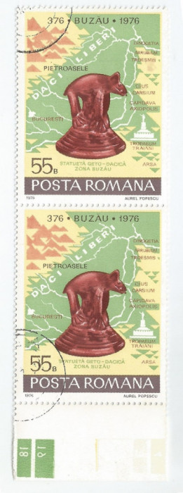 Romania, LP 919/1976, 1600 ani prima mentiune documentara Buzau, pereche, obl.