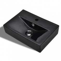 Chiuveta baie loc robinet/preaplin negru ceramic dreptunghiular GartenMobel Dekor