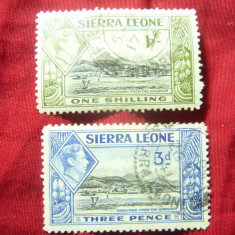 2 Timbre Sierra Leone 1938 , Rege George VI , Motive locale ,stampilate