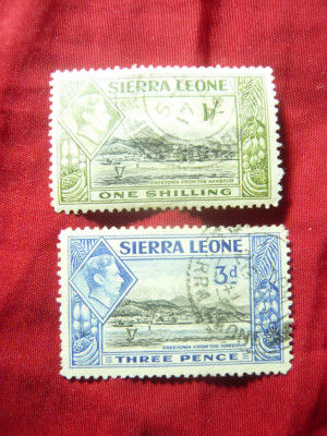 2 Timbre Sierra Leone 1938 , Rege George VI , Motive locale ,stampilate foto