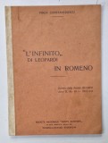 &#039; L &#039;INFINITO &#039; di LEOPARDI IN ROMENO di PIMEN CONSTANTINESCU , TEXT IN LIMBA ITALIANA , 1937, DEDICATIE *