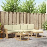 vidaXL Set Canapele Exterior Lemn Acacia Alb Crem Perne 6 Piese Canapea Gradina