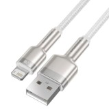 Cablu USB to Lightning 18W 2.4A 480Mbps 2M Alb Baseus CALJK-B02 Cafule Series Metal