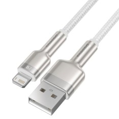 Cablu USB to Lightning 18W 2.4A 480Mbps 2M Alb Baseus CALJK-B02 Cafule Series Metal