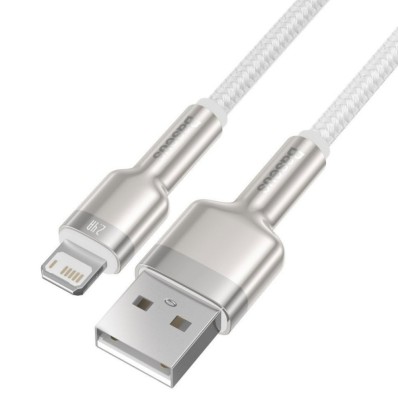 Cablu USB to Lightning 18W 2.4A 480Mbps 2M Alb Baseus CALJK-B02 Cafule Series Metal foto