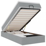 Cumpara ieftin Cadru de pat otoman cu saltea tesatura gri deschis 90x190cm