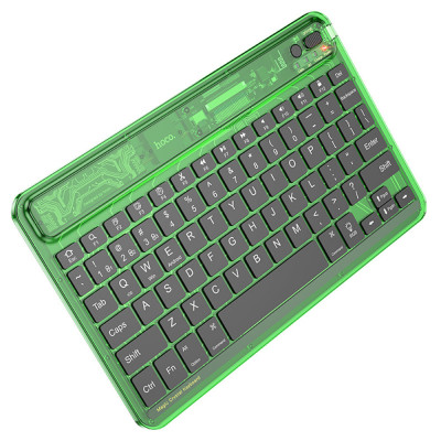 Tastatura Wireless Bluetooth, 500mAh - Hoco Transparent Discovery Edition (S55) - Candy Green foto