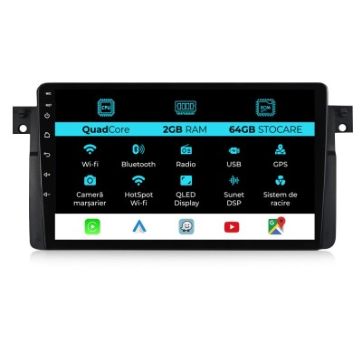 Navigatie Dedicata BMW Seria3 E46 (1997-2005), 9Inch, 2Gb Ram, 64Gb Stocare, Carplay foto