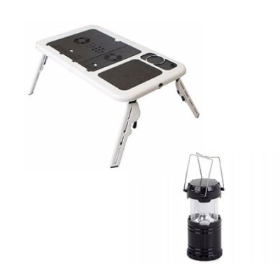 Pachet Masa Laptop GAIA, Multifunctionala, E-Table Cu suport Usb + felinar Camping, GAIA foto