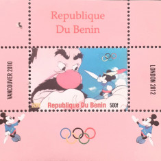 Benin 2009 J.O. Vancouver 2010 , London 2012 desene animate bloc Mnh