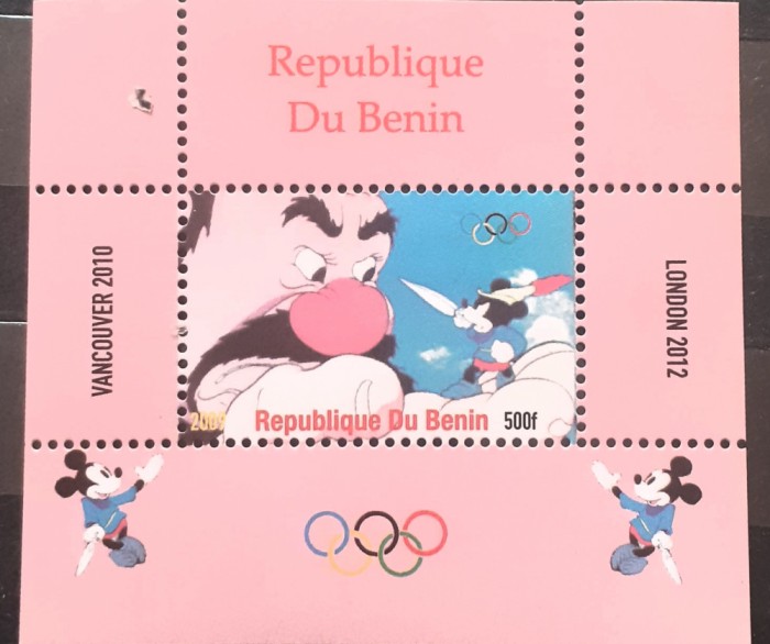 Benin 2009 J.O. Vancouver 2010 , London 2012 desene animate bloc Mnh