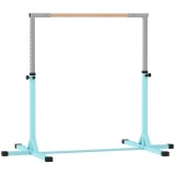 HOMCOM Bară de Gimnastică pentru Copii 3+ Ani, &Icirc;nălțime Reglabilă, din Oțel și Lemn Masiv de Fag, Bleu | Aosom Romania