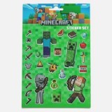 Set Autocolante cu Tema Minecraft, 200 buc, 4 Foi, Verde, CMCLASS