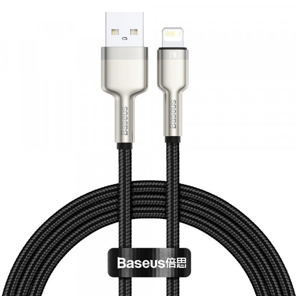 Cablu Date si Incarcare USB-A - Lightning Baseus Cafule Metal Series, 18W, 1m, Negru CALJK-A01
