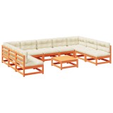 Cumpara ieftin Set canapele gradina cu perne, 10 piese, maro lemn masiv de pin