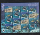 Penrhyn 2014-Fauna,WWF,Testoase,bloc 4 serii dantelate,MNH,Mi.761-764KB, Nestampilat