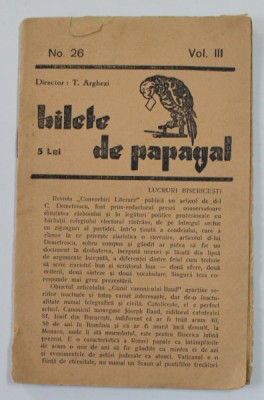 BILETE DE PAPAGAL , VOLUMUL III , nr. 26 /503 , EDITIE INTERBELICA foto