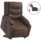 Cumpara ieftin Fotoliu rabatabil electric cu ridicare, maro, piele ecologica