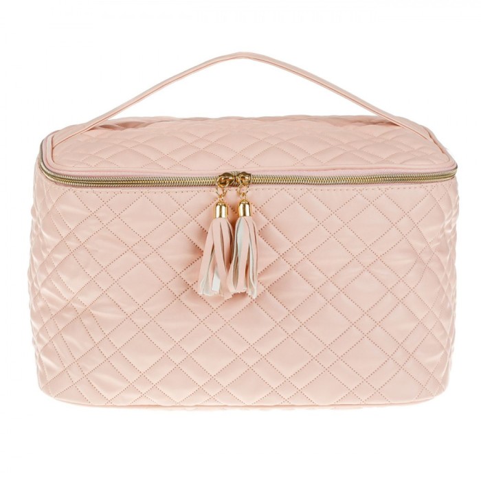 Portfard Valiză Matlasat, Model Cu M&acirc;ner, Culoare Roz, Dimensiuni 31x19x16cm