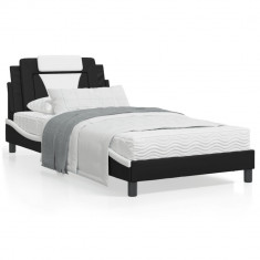 vidaXL Cadru de pat cu tăblie negru și alb 100x200cm piele artificială