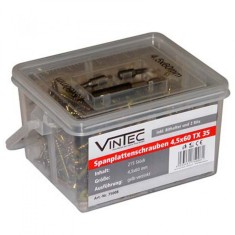 Set suruburi Torx cu cap plat pentru lemn Vintec 75008, O4x60 mm, 215 piese