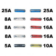 Set 10 sigurante auto Automax fuzibile cilindrice 5-25A Kft Auto