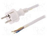 Cablu alimentare AC, 5m, 3 fire, culoare alb, cabluri, CEE 7/7 (E/F) mufa, SCHUKO mufa, PLASTROL - W-98396 foto