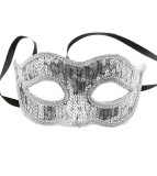 Masca carnaval argintie cu paiete marime universala