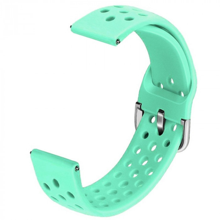 Curea silicon, compatibila Huawei Watch GT 2 42mm, telescoape QR, Mint Green