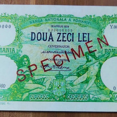 REPRODUCERE bancnota specimen 20 lei1939 Romania