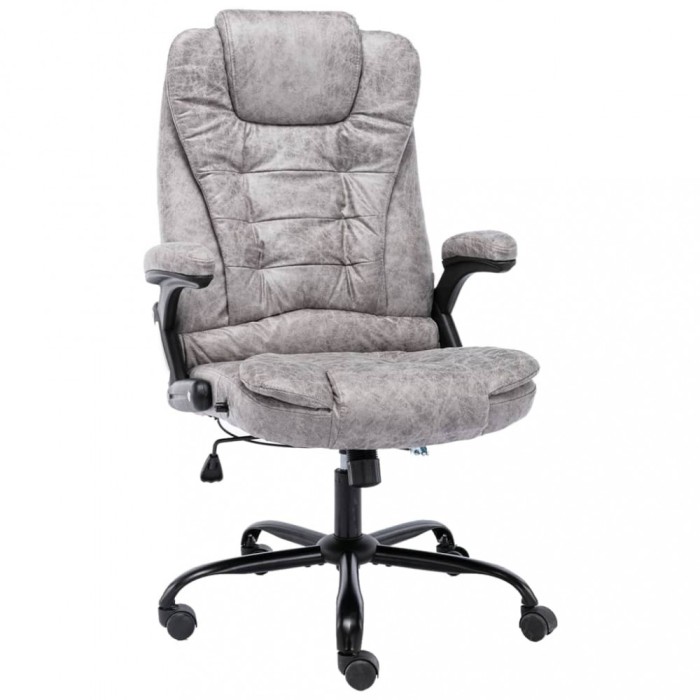 vidaXL Scaun de birou, gri deschis, piele &icirc;ntoarsă ecologică 20575