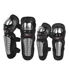 Set Protectii Moto Genunchi si Coate, Curele Ajustabile, Design Ergonomic, Pentru Moto, Scuter, ATV, Enduro, Bicicletă, FIXATO, Negru
