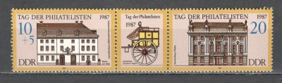 D.D.R.1987 Ziua filatelistilor-streif SD.544 foto