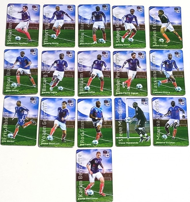 Lot 16 magneti frigider-fotbal - jucatori Nationala de Fotbal a FRANTEI